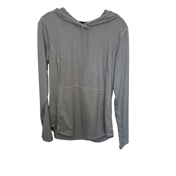 RBX Tops - RBX Womens Hooded Long Sleeve Shirt Size L Striped Gray Polyester Spandex